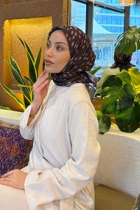 Lamelif Ceylan Desen Soft Eşarp Acı Kahve