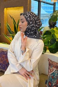 Lamelif Ceylan Desen Soft Eşarp Antrasit