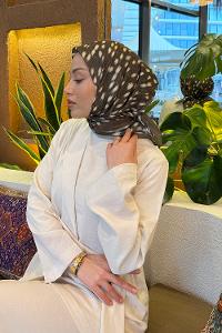 Lamelif Ceylan Desen Soft Eşarp Asker Yeşili