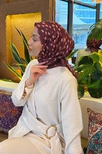 Lamelif Ceylan Desen Soft Eşarp Bordo