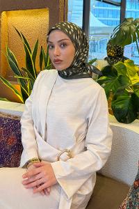 Lamelif Ceylan Desen Soft Eşarp Haki