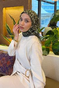 Lamelif Ceylan Desen Soft Eşarp Haki