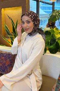 Lamelif Ceylan Desen Soft Eşarp Kahverengi