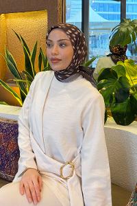 Lamelif Ceylan Desen Soft Eşarp Kahverengi