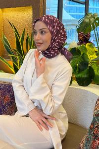 Lamelif Ceylan Desen Soft Eşarp Mürdüm