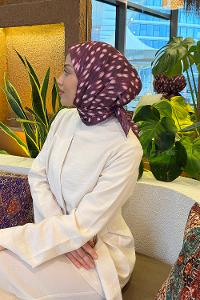 Lamelif Ceylan Desen Soft Eşarp Mürdüm