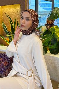 Lamelif Ceylan Desen Soft Eşarp Sütlü Kahve