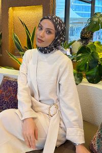 Lamelif Ceylan Desen Soft Eşarp Vizon