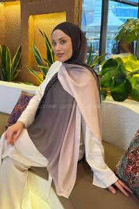 Lamelif Degrade Desen Soft Şal Acı Kahve Bej