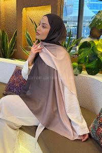 Lamelif Degrade Desen Soft Şal Acı Kahve Bej