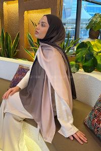 Lamelif Degrade Desen Soft Şal Acı Kahve Bej