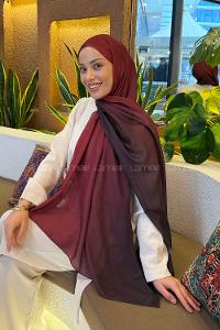 Lamelif Degrade Desen Soft Şal Bordo