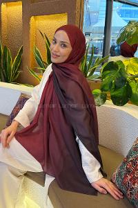 Lamelif Degrade Desen Soft Şal Bordo