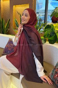 Lamelif Degrade Desen Soft Şal Bordo