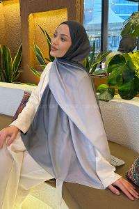 Lamelif Degrade Desen Soft Şal Füme Gümüş Gri