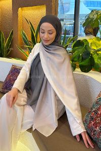 Lamelif Degrade Desen Soft Şal Koyu Yeşil Ekru