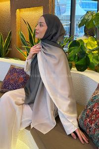 Lamelif Degrade Desen Soft Şal Koyu Yeşil Ekru