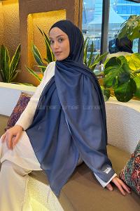 Lamelif Degrade Desen Soft Şal Lacivert