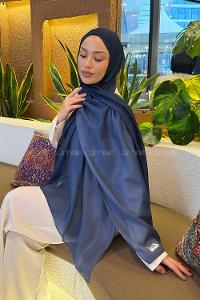 Lamelif Degrade Desen Soft Şal Lacivert