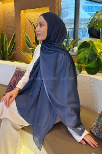 Lamelif Degrade Desen Soft Şal Lacivert