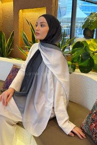 Lamelif Degrade Desen Soft Şal Siyah Beyaz