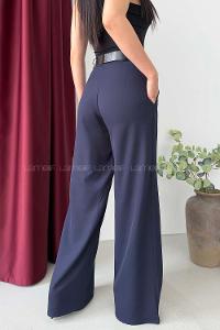 Lamelif Kemerli Palazzo Pantolon Lacivert