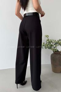Lamelif Kemerli Palazzo Pantolon Siyah