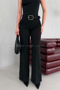 Black Combed Fabric High Waist Comfortable Pants