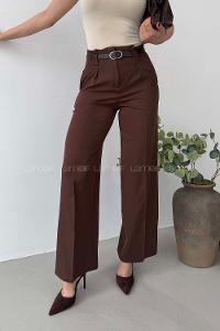 Bitter Brown Cotton High Waist Material Pants