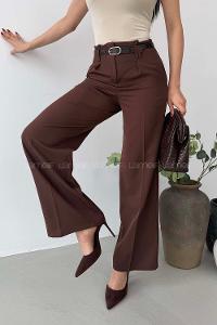 Bitter Brown Cotton High Waist Material Pants