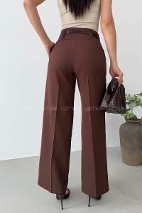 Bitter Brown Cotton High Waist Material Pants