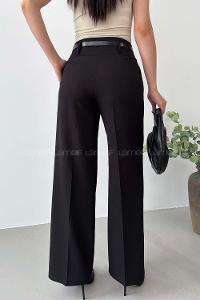 Black Cotton High Waist Material Pants