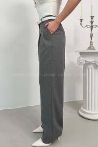 Gray Viscose Fabric Polyester High Waist Material Pants