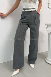 Gray Viscose Fabric Polyester High Waist Material Pants