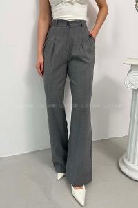 Gray Viscose Fabric Polyester High Waist Material Pants