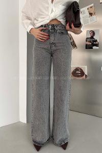 Gray Denim High Waist Denim Pants