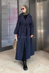 Lamelif Against Omuz Apoletli Trençkot Lacivert