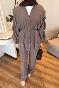 Mink Crew Neck Long Arm Oysho Regular Trousers Comfortable Suit