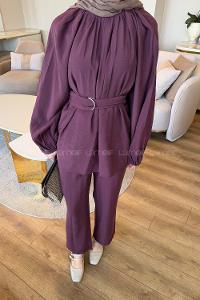 Plum Crew Neck Long Arm Modal Regular Trousers Comfortable Suit