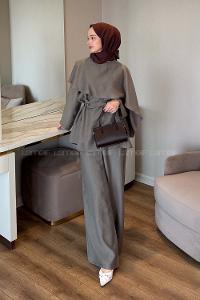 Mink Crew Neck Long Arm Tensel Regular Trousers Comfortable Suit