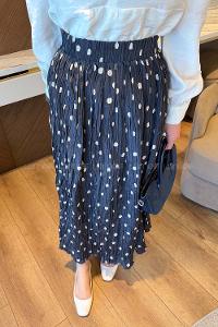 Lamelif Puantiyeli Etek Lacivert