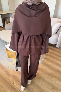 Brown Crew Neck Long Arm Viscose Fabric Regular Trousers Comfortable Suit