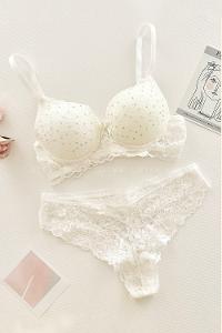 Lamelif Taşlı Dantelli Destekli Sütyen Takım 