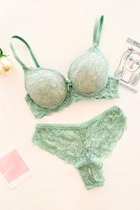 Lamelif Taşlı Dantelli Destekli Sütyen Takım Toz Pembe Renk