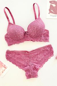 Lamelif Taşlı Dantelli Destekli Sütyen Takım
