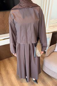 Lamelif Etekli Takım Koyu Kahverengi