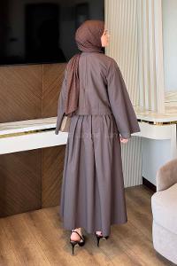 Lamelif Etekli Takım Koyu Kahverengi