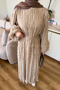 Beige Crew Neck Modal Dresess