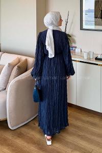Lamelif Gipeli Modal Tesettür Elbise Lacivert