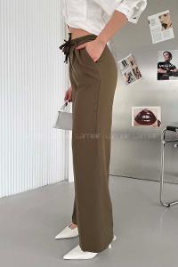 Lamelif İp Detaylı Pantolon Haki